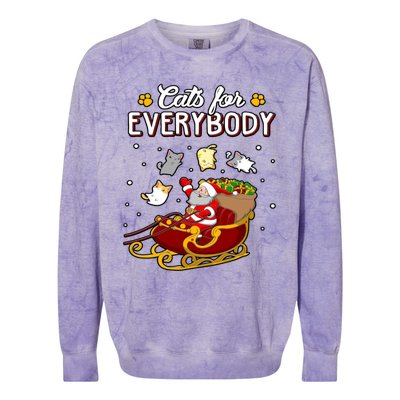 Christmas Cats For Everyone Santa Loves Cats Too Merry Xmas Gift Colorblast Crewneck Sweatshirt