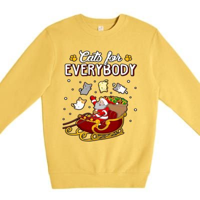 Christmas Cats For Everyone Santa Loves Cats Too Merry Xmas Gift Premium Crewneck Sweatshirt