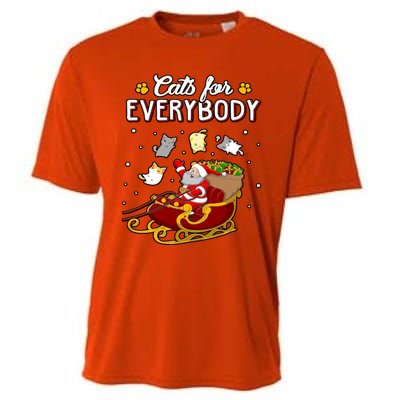 Christmas Cats For Everyone Santa Loves Cats Too Merry Xmas Gift Cooling Performance Crew T-Shirt