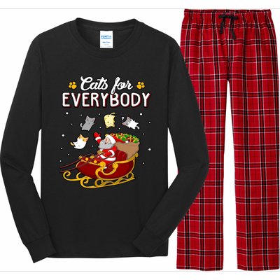 Christmas Cats For Everyone Santa Loves Cats Too Merry Xmas Gift Long Sleeve Pajama Set