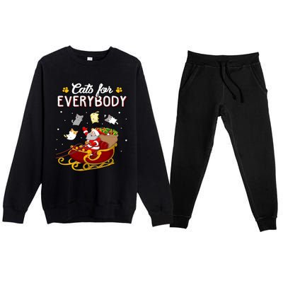 Christmas Cats For Everyone Santa Loves Cats Too Merry Xmas Gift Premium Crewneck Sweatsuit Set