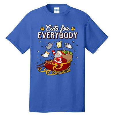 Christmas Cats For Everyone Santa Loves Cats Too Merry Xmas Gift Tall T-Shirt