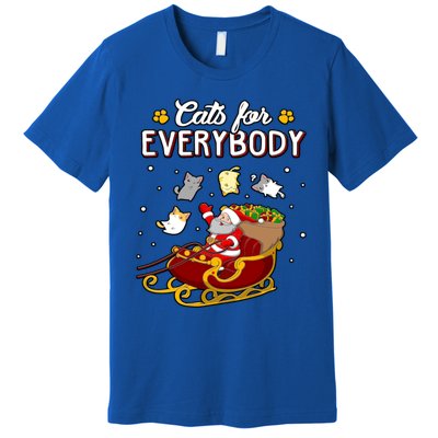 Christmas Cats For Everyone Santa Loves Cats Too Merry Xmas Gift Premium T-Shirt