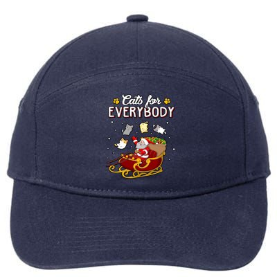 Christmas Cats For Everyone Santa Loves Cats Too Merry Xmas Gift 7-Panel Snapback Hat