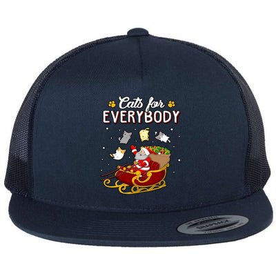 Christmas Cats For Everyone Santa Loves Cats Too Merry Xmas Gift Flat Bill Trucker Hat