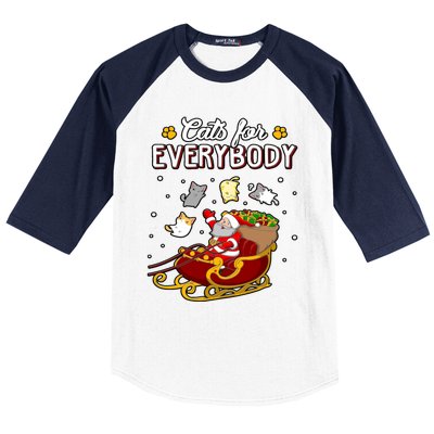 Christmas Cats For Everyone Santa Loves Cats Too Merry Xmas Gift Baseball Sleeve Shirt