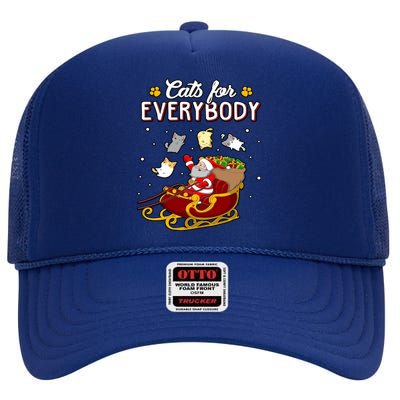 Christmas Cats For Everyone Santa Loves Cats Too Merry Xmas Gift High Crown Mesh Back Trucker Hat