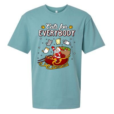 Christmas Cats For Everyone Santa Loves Cats Too Merry Xmas Gift Sueded Cloud Jersey T-Shirt