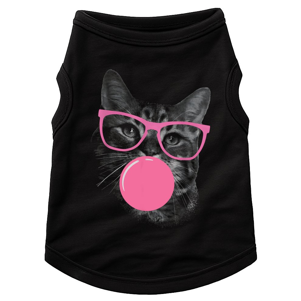 Cute Cat Face Eating Gum And Makes A Bubble Funny Cat Doggie Tank