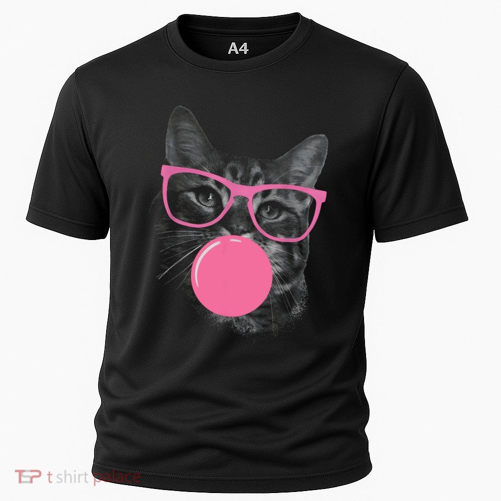 Cute Cat Face Eating Gum And Makes A Bubble Funny Cat Performance Shirt