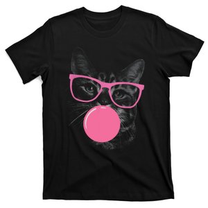 Cute Cat Face Eating Gum And Makes A Bubble Funny Cat T-Shirt