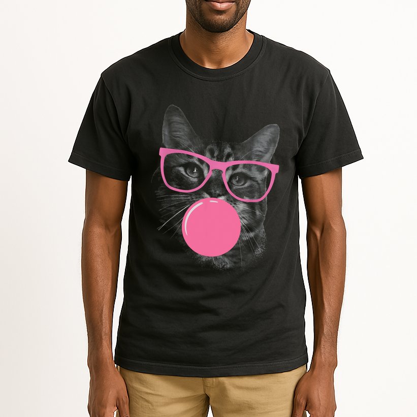 Cute Cat Face Eating Gum And Makes A Bubble Funny Cat Tall T-Shirt