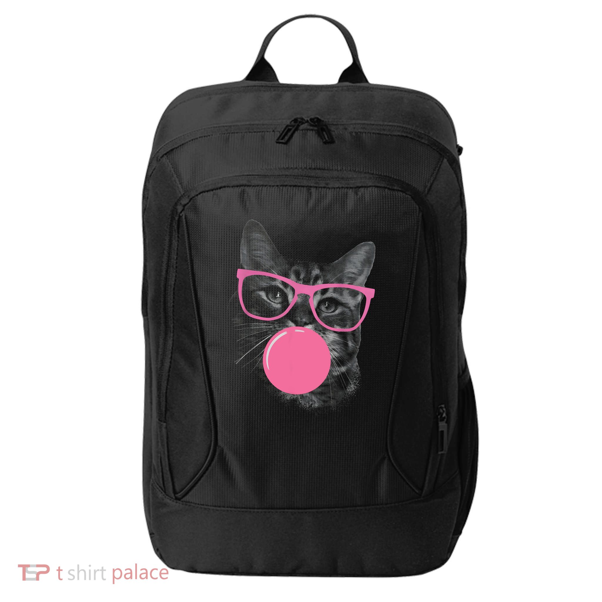 Cute Cat Face Eating Gum And Makes A Bubble Funny Cat City Backpack