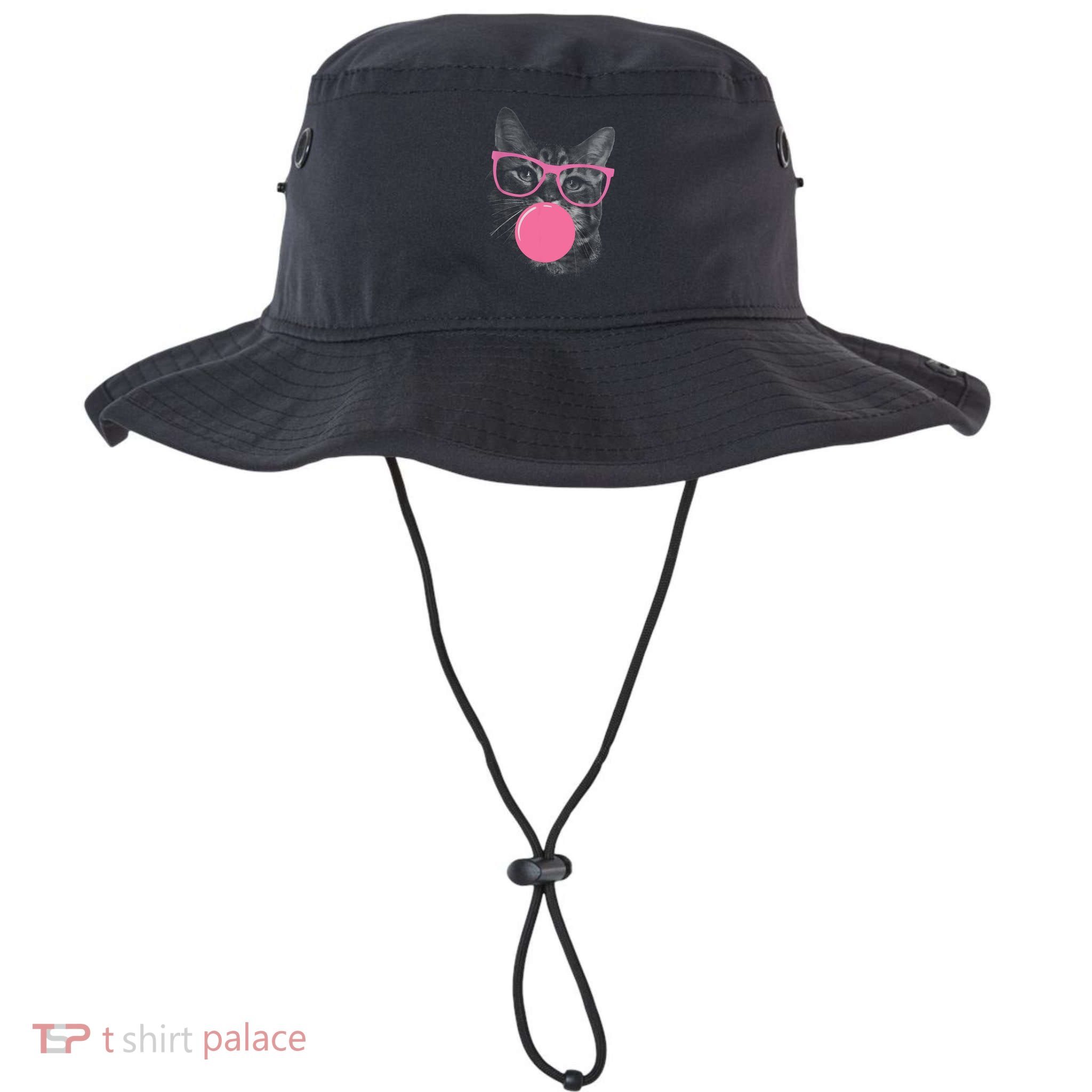 Cute Cat Face Eating Gum And Makes A Bubble Funny Cat Bucket Hat