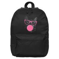 Cute Cat Face Eating Gum And Makes A Bubble Funny Cat 16 in Basic Backpack