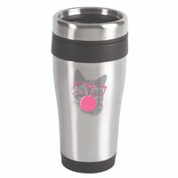 Cute Cat Face Eating Gum And Makes A Bubble Funny Cat 16oz Travel Tumbler