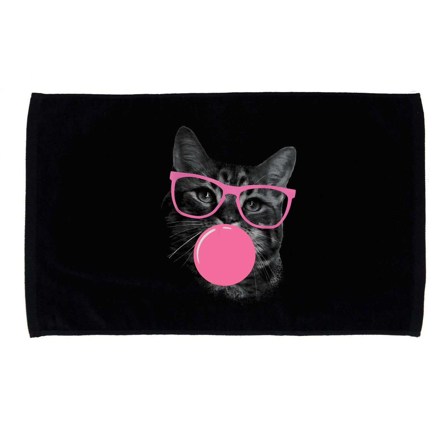 Cute Cat Face Eating Gum And Makes A Bubble Funny Cat Microfiber Hand Towel