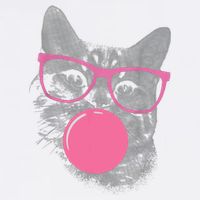 Cute Cat Face Eating Gum And Makes A Bubble Funny Cat Garment-Dyed Sweatshirt