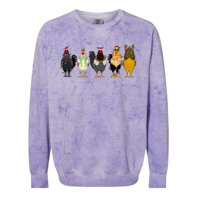 Christmas Chicken Farm Animal Funny Holiday Season Colorblast Crewneck Sweatshirt