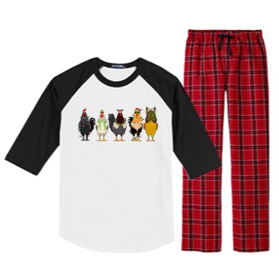 Christmas Chicken Farm Animal Funny Holiday Season Raglan Sleeve Pajama Set