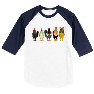 Christmas Chicken Farm Animal Funny Holiday Season Baseball Sleeve Shirt