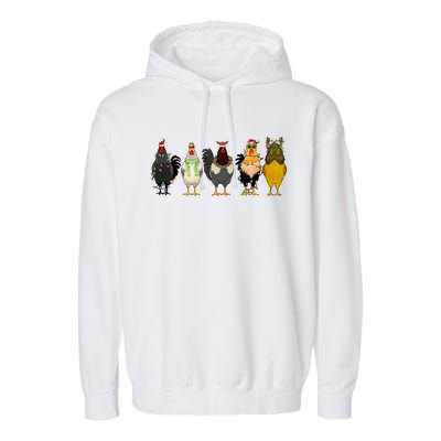 Christmas Chicken Farm Animal Funny Holiday Season Garment-Dyed Fleece Hoodie