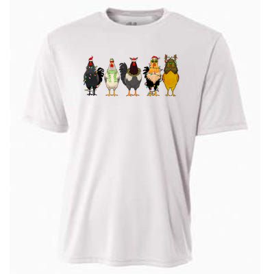 Christmas Chicken Farm Animal Funny Holiday Season Cooling Performance Crew T-Shirt