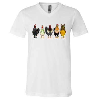 Christmas Chicken Farm Animal Funny Holiday Season V-Neck T-Shirt