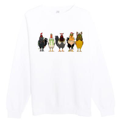 Christmas Chicken Farm Animal Funny Holiday Season Premium Crewneck Sweatshirt