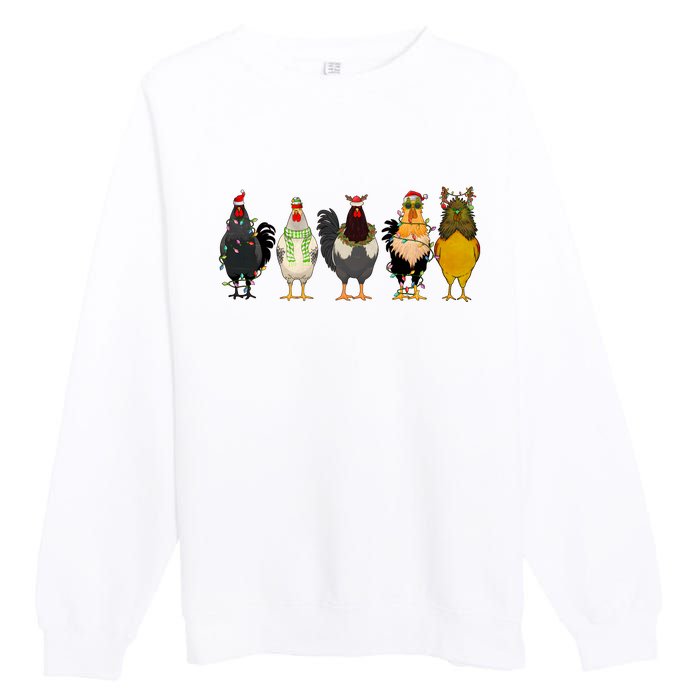 Christmas Chicken Farm Animal Funny Holiday Season Premium Crewneck Sweatshirt