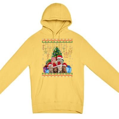 Cat Christmas Funny Ugly Merry Gift Premium Pullover Hoodie