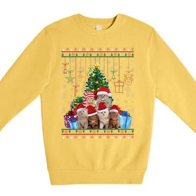 Cat Christmas Funny Ugly Merry Gift Premium Crewneck Sweatshirt