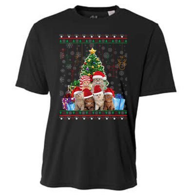 Cat Christmas Funny Ugly Merry Gift Cooling Performance Crew T-Shirt