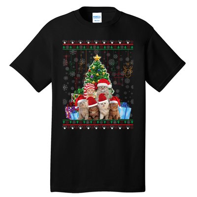 Cat Christmas Funny Ugly Merry Gift Tall T-Shirt