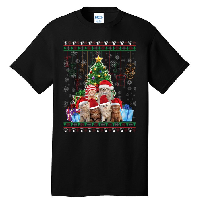 Cat Christmas Funny Ugly Merry Gift Tall T-Shirt