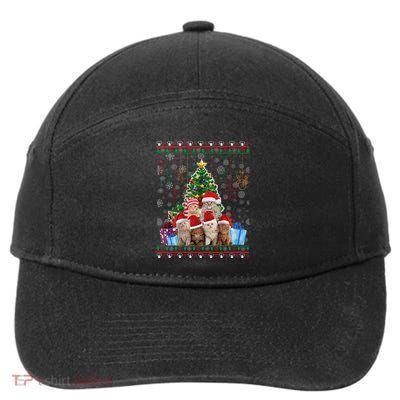 Cat Christmas Funny Ugly Merry Gift 7-Panel Snapback Hat