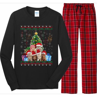 Cat Christmas Funny Ugly Merry Gift Long Sleeve Pajama Set