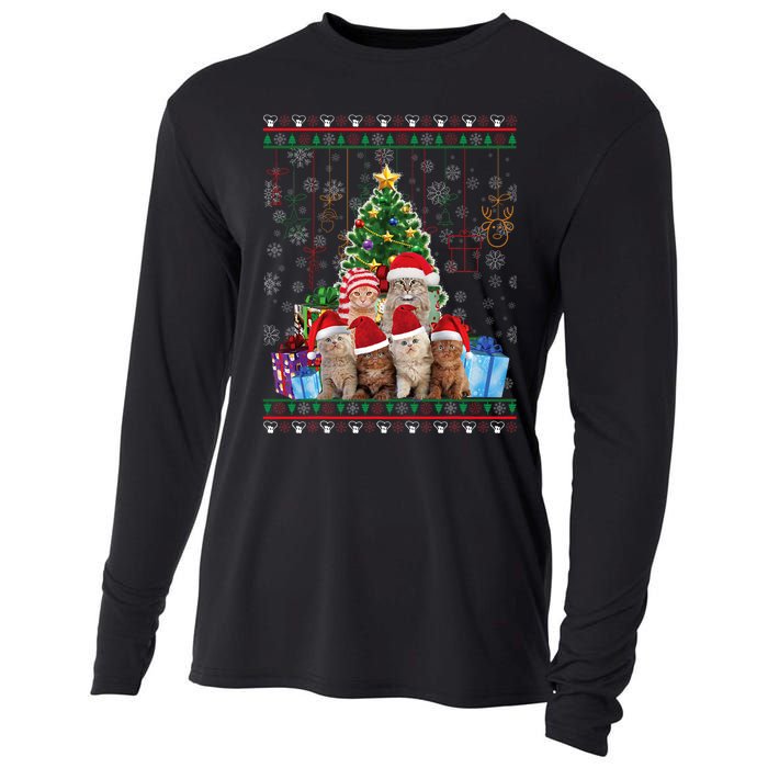 Cat Christmas Funny Ugly Merry Gift Cooling Performance Long Sleeve Crew