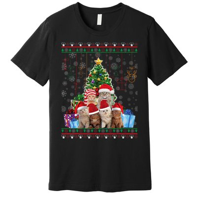 Cat Christmas Funny Ugly Merry Gift Premium T-Shirt