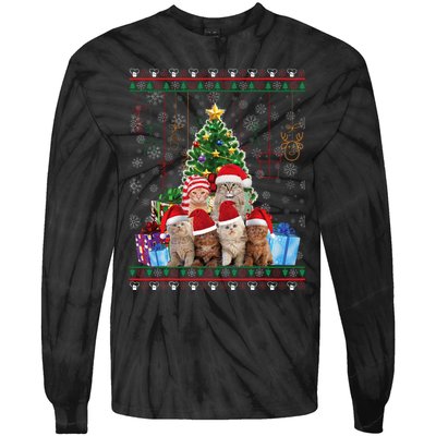 Cat Christmas Funny Ugly Merry Gift Tie-Dye Long Sleeve Shirt