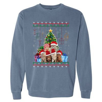 Cat Christmas Funny Ugly Merry Gift Garment-Dyed Sweatshirt