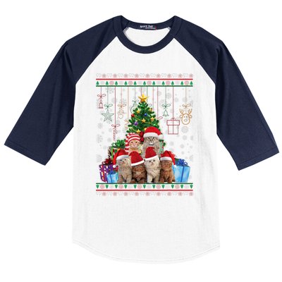 Cat Christmas Funny Ugly Merry Gift Baseball Sleeve Shirt