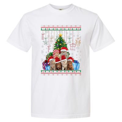 Cat Christmas Funny Ugly Merry Gift Garment-Dyed Heavyweight T-Shirt