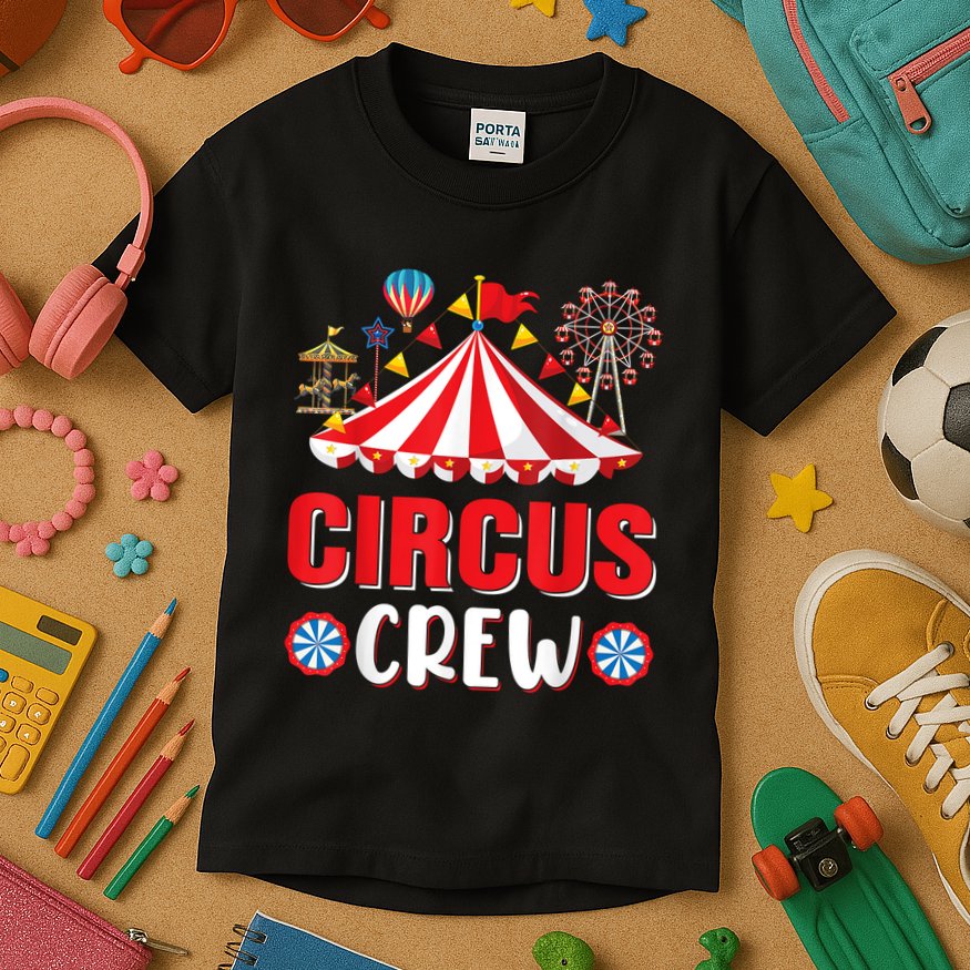 Circus Crew Funny Circus Staff Gift Costume Circus Theme Party Kids T-Shirt