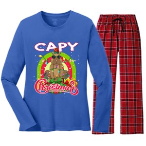 Capy Christmas Funny Capybara Funny Christmas Funny Gift Women's Long Sleeve Flannel Pajama Set 