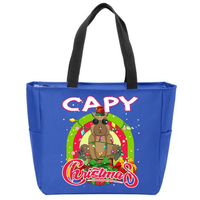 Capy Christmas Funny Capybara Funny Christmas Funny Gift Zip Tote Bag