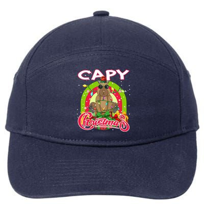 Capy Christmas Funny Capybara Funny Christmas Funny Gift 7-Panel Snapback Hat