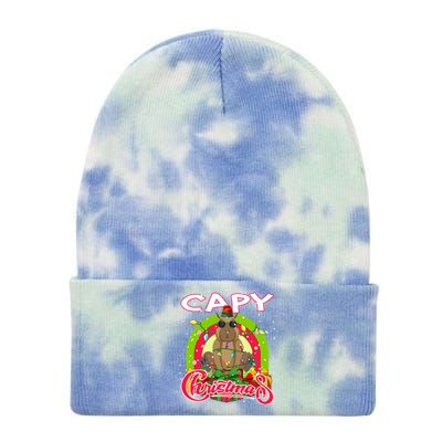 Capy Christmas Funny Capybara Funny Christmas Funny Gift Tie Dye 12in Knit Beanie