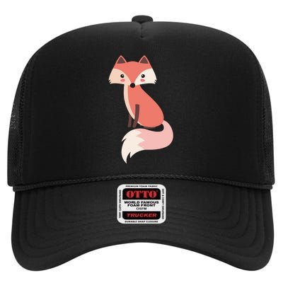 Cute Cartoon Fox Animal & Nature Lover Gift JDK0001 High Crown Mesh Back Trucker Hat