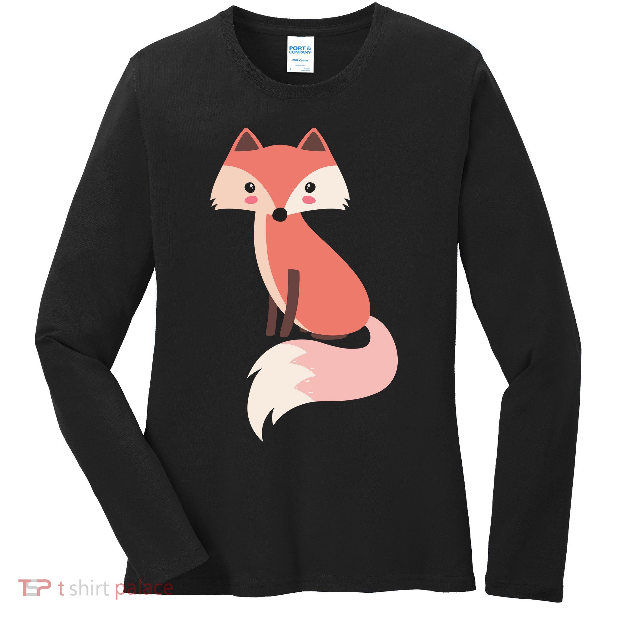 Cute Cartoon Fox Animal & Nature Lover Gift JDK0001 Ladies Long Sleeve Shirt